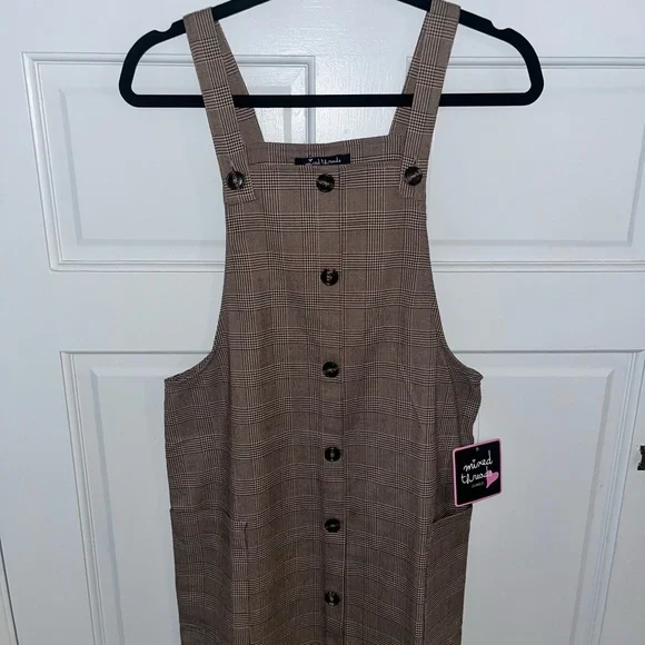 Plaid Brown Mini Dress - Picture 2 of 8